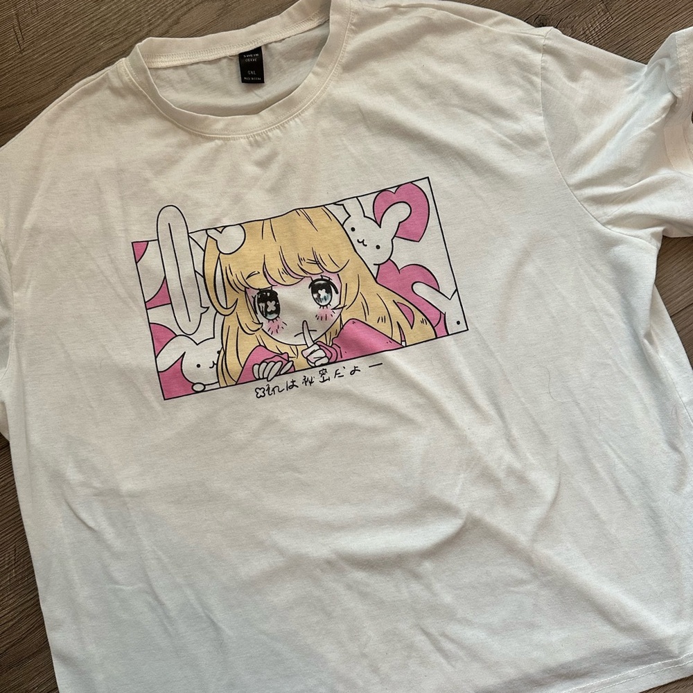 SHEIN White Tee Anime Graphic